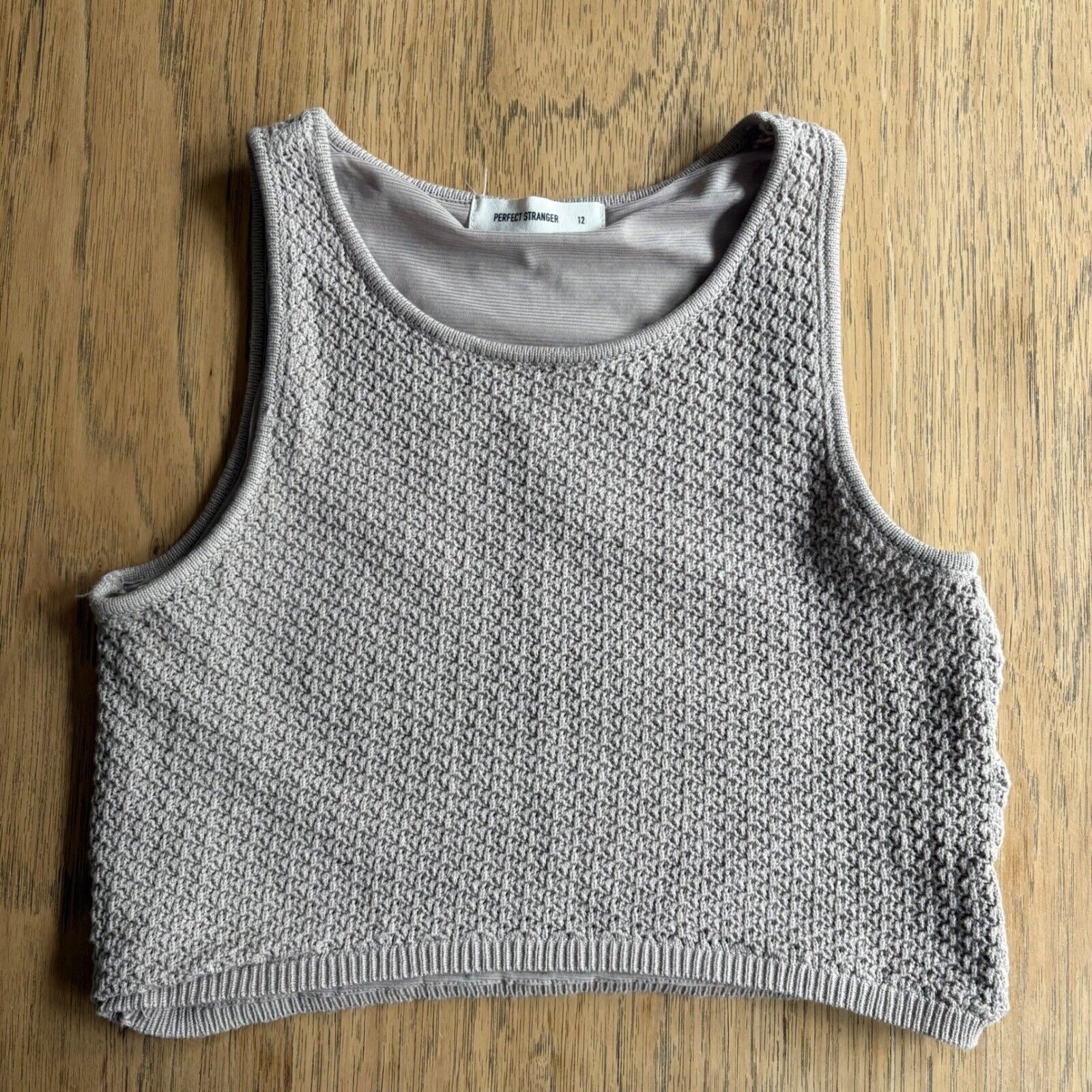 Perfect Stranger Soleil Knit Crop Top Gray Crochet Tank Top Sweater Us 8; Au 12 — image 3 of 8